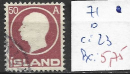 ISLANDE 71 Oblitéré Côte 23 € - Used Stamps