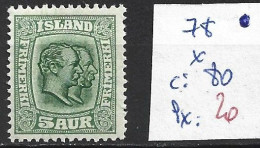 ISLANDE 78 * Côte 80 € - Unused Stamps