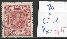 ISLANDE 80 Oblitéré Côte 1 € - Used Stamps