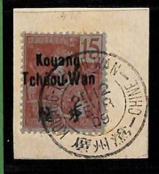 ZA0074f -  FRENCH CHINA  Kouang-Tcheou -  STAMP - Yvert # 6  Fine USED On CUT-OUT - Usati