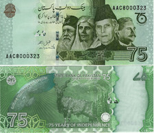 PAKISTAN       75 Rupees       Comm.       P-W56       ND (2022)       UNC - Pakistán
