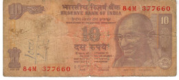 INDIA P95f2 10 RUPEES 2010 Signature 20 SUBBARAO Letter M     VG/F - Inde