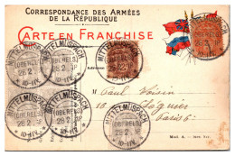 France Type Blanc - Affranchissement Sur Carte FM - Départements Bas Rhin - Haut Rhin - Moselle - Mittelmuspach - 1900-29 Blanc