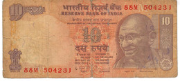 INDIA P95f2 10 RUPEES 2010 Signature 20 SUBBARAO Letter M     VG/F - India