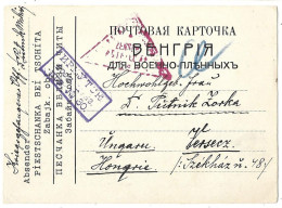 Russia WWI 1916 Siberia POW Piestschanka - Postal Stationery Censored To Austria - Entiers Postaux
