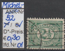 1899 - NIEDERLANDE - FM/DM "Ziffern Im Oval" 2 1/2 C Dkl'grün -  O Gestempelt - S. Scan (52o 01-07 Nl) - Usati