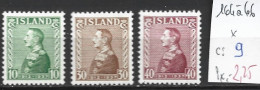 ISLANDE 164 à 66 * Côte 9 € - Unused Stamps