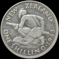 LaZooRo: New Zealand 1 Shilling 1943 VF - Silver - New Zealand