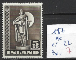 ISLANDE 187 ** Côte 22 € - Unused Stamps