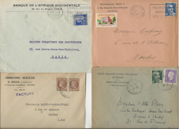 LOT DE  20 LLETTRES  A ENTETES PUBLICITAIRES + AFFRANCHISSEMENT ET OBLITERATIONS DIVERSES .-  APRES 1900 - Oblitérations Mécaniques (Autres)