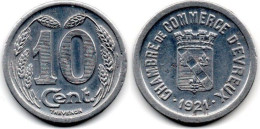 MA 30413 / Evreux 10 Centimes 1921 TTB - Monétaires / De Nécessité