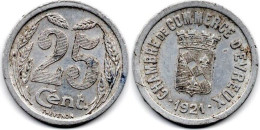 MA 30414 / Evreux 25 Centimes 1921 TTB - Noodgeld