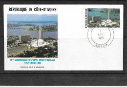 COTE D'IVOIRE 1983  FDC HOTEL IVOIRE  YVERT N°670 - Hôtellerie - Horeca