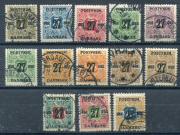 DENMARK 1918 Surcharge 27 Øre On Nrespaper Stamps, Set Of 13  Used.  Michel 84-96 - Usado