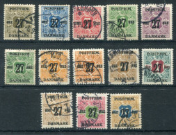 DENMARK 1918 Surcharge 27 Øre On Nrespaper Stamps, Set Of 13  Used.  Michel 84-96 - Usado