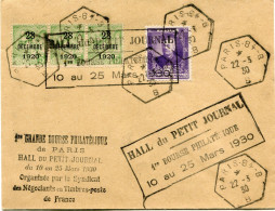 MONACO ENVELOPPE 1re GRANDE BOURSE PHILATELIQUE DE PARIS HALL DU PETIT JOURNAL.....AVEC OBLITERATION PARIS 22-3-30 - Covers & Documents