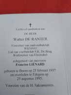 Doodsprentje Walter De Ranter / Boom 25/2/1937 Edegem 25/8/1995 ( Francine Liénard ) - Religion & Esotérisme