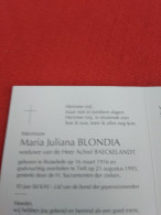 Doodsprentje Maria Juliana Blondia / Ruiselede 16/3/1916 Tielt 25/8/1995 ( Achiel Baeckelandt ) - Religion & Esotérisme