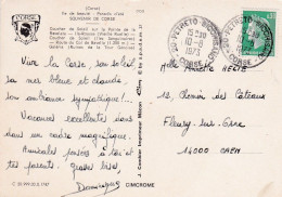 Cachet Manuel --1973--  PETRETO-BICCHISANO - Corse-20 Sur Marianne De Muller Sur Cpsm Souvenir De Corse-Multivues - Manual Postmarks