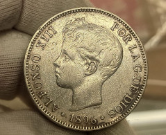 España Spain Duro 5 Pesetas Alfonso XIII 1896 *96 PGV Km 707 Plata - Autres & Non Classés