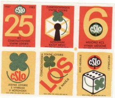 Czechoslovakia - Czechia 6 Matchbox Labels, 25 Years Of The Czechoslovak State Lottery - Boites D'allumettes - Etiquettes