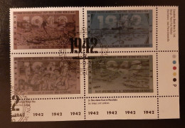 Canada 1992  USED  Sc1451a   Se-tenant Plate Block Of 4 X 42c  Second World War 1942 - Gebruikt