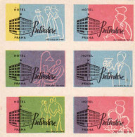 Czechoslovakia - Czechia 6 Matchbox Labels, Hotel Belvedere Praha - Boites D'allumettes - Etiquettes