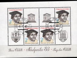 Martin Luther 1983 CSR Block 56 O 10€ EXPO Nordposta Hamburg M/s S/s Philatelic Bloc Bloque Waps Sheet Bf CZECHOSLOVAKIA - Theologen