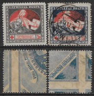 Lettonia Latvia Latvija 1920  Red Cross Charity Blue Design On Back 2val Mi N.51-52 MH/US */US - Lettland