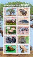 GUINEA 2023 M/S 10V - FROGS FROG BAOBAB HIPPOPOTAMUS TURTLES TURTLE MUSHROOMS APES MONKEYS SHELLS OWLS OWL HYENA - MNH - Rane