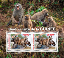 GUINEA 2023 M/S 2V - FROGS FROG BAOBAB HIPPOPOTAMUS TURTLES TURTLE MUSHROOMS MONKEYS SHELLS OWLS OWL HYENA - MNH - Kikkers