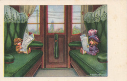 A. BERTIGLIA * CPA Illustrateur Italia Bertiglia * Série N°2225 * Train Wagon Enfants - Bertiglia, A.