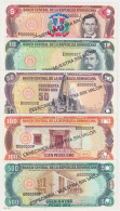Dominican Republic 5, 10, 50, 100, 500 Pesos Oro 1995 P-147s - P-151s SPECIMEN UNC - Ficción & Especímenes