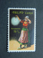 Vignette Lampe Poster Stamp Lamp Philips Pays-Bas Netherlands Esparnis Economie 75 % - Erinnophilie