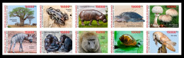 GUINEA 2023 IMPERF SET 10V - FROGS FROG BAOBAB HIPPOPOTAMUS TURTLES TURTLE MUSHROOMS MONKEYS SHELLS OWLS OWL HYENA - MNH - Kikkers