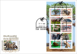 GUINEA 2023 FDC IMPERF M/S 10V - FROGS FROG BAOBAB HIPPOPOTAMUS TURTLES TURTLE MUSHROOMS MONKEYS SHELLS OWLS HYENA - Kikkers