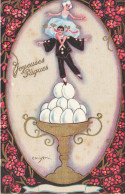 C. CHIOSTRI * CPA Illustrateur Italia Chiostri * N°178 * Joyeuses Pâques * Pasqua Oeufs Coupe Dorée Pierrot Art Nouveau - Chiostri, Carlo