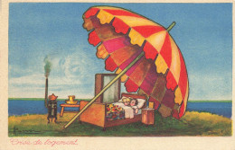A. BUSI * CPA Illustrateur Italia Busi * N°641-1 * " Crise De Logement " * Enfants Maison Grand Parasol - Busi, Adolfo