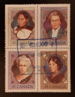 Canada 1993  USED  Sc1459a   Se-tenant Block Of 4 X 43c  Prominent Canadian Women - Usados