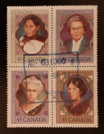 Canada 1993  USED  Sc1459a   Se-tenant Block Of 4 X 43c  Prominent Canadian Women - Gebruikt