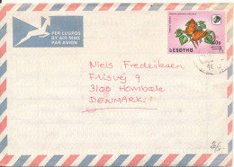 Leshoto Air Mail Cover Sent To Denmark 9-5-1988 Single Franked Overprinted Stamp - Lesotho (1966-...)