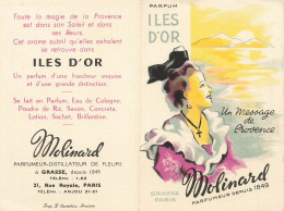 Petit Calendrier Ancien 1956 Publicitaire Illustré " Carte Parfumée - Parfum ILES D'OR Molinard Grasse " * Calendar - Mode