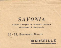 Savonia . Brd Maurin . Marseille . Enveloppe Vide . Savonnerie . Produits Oléïques ... - Otros & Sin Clasificación