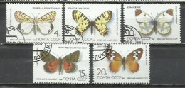 0430J-SERIE COMPLETA RUSIA UNION SOVIETICA MARIPOSAS 1986 Nº 5285/5289 INSECTOS - Used Stamps