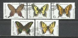 0430K-SERIE COMPLETA RUSIA UNION SOVIETICA MARIPOSAS 1987 Nº 5376/5380 INSECTOS - Oblitérés