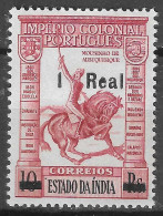 PORTUGUESE India 1938-1951 Imperio Colonial Portugues  Ovpt 1 Real Over 10 Reis - Portugiesisch-Indien