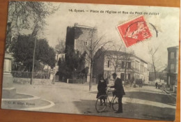 Cpa 24 EYMET Place De L'Eglise Et Rue Du Pont De Juillet, Animée, éd Gillet, écrite En 1907 - Eymet