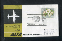 "OESTERREICH" 1964, AUA-Erstflugbrief "Innsbruck-London" (7468) - First Flight Covers