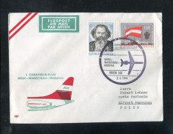 "OESTERREICH" 1964, AUA-Caravelle-Erstflugbrief "Wien-Warschau" (7470) - Erst- U. Sonderflugbriefe