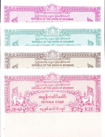 BURMA/MYANMAR REVENUE 2012 ISSUED REPUBLIC GOVERNMENT 5,6.10.25 KYATS SET UNC - Myanmar (Burma 1948-...)